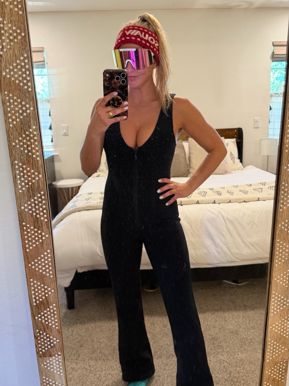 Vintage NILS Black Ski Onesie Zip-Front Wide-Leg Jumpsuit Sz 4